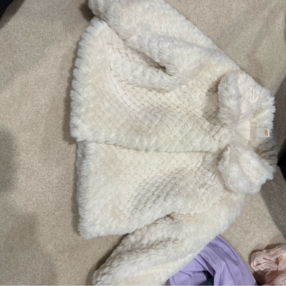 Cat & Jack Cream Faux Fur Kids Coat